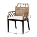 bali & pari Abiel Natural Rattan 2-Piece Dining Armchair Set with Cushion - Handwoven Wicker Chair with Mahogany Wood Frame, Coastal Boho Seating for Dining Room or Kitchen - BSOAbiel-Grey/Black-Wooden/Rattan-DC