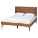 Baxton Studio Jiro Platform Bed - Mid-Century Modern Wood Bed Frame with Panel Headboard and Angled Legs for Bedroom or Guest Room, Queen