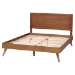 Baxton Studio Jiro Platform Bed - Mid-Century Modern Wood Bed Frame with Panel Headboard and Angled Legs for Bedroom or Guest Room, Queen - BSOJiro-Ash Walnut-Queen