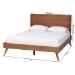 Baxton Studio Jiro Platform Bed - Mid-Century Modern Wood Bed Frame with Panel Headboard and Angled Legs for Bedroom or Guest Room, Queen - BSOJiro-Ash Walnut-Queen