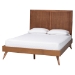 Baxton Studio Noela Platform Bed - Mid-Century Modern Wood Bed Frame with Panel Headboard and Angled Legs for Bedroom or Guest Room, Queen