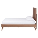 Baxton Studio Noela Platform Bed - Mid-Century Modern Wood Bed Frame with Panel Headboard and Angled Legs for Bedroom or Guest Room, Queen - BSONoela-Ash Walnut-Queen