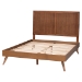 Baxton Studio Noela Platform Bed - Mid-Century Modern Wood Bed Frame with Panel Headboard and Angled Legs for Bedroom or Guest Room, Queen - BSONoela-Ash Walnut-Queen