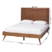 Baxton Studio Noela Platform Bed - Mid-Century Modern Wood Bed Frame with Panel Headboard and Angled Legs for Bedroom or Guest Room, Queen - BSONoela-Ash Walnut-Queen