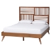 Baxton Studio Gemma Platform Bed - Mid-Century Modern Bed Frame with Slatted Wood Headboard and Angled Legs for Bedroom or Guest Room, Queen
