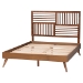 Baxton Studio Gemma Platform Bed - Mid-Century Modern Bed Frame with Slatted Wood Headboard and Angled Legs for Bedroom or Guest Room, Queen - BSOGemma-Ash Walnut-Queen