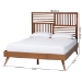Baxton Studio Gemma Platform Bed - Mid-Century Modern Bed Frame with Slatted Wood Headboard and Angled Legs for Bedroom or Guest Room, Queen - BSOGemma-Ash Walnut-Queen