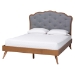 Baxton Studio Aithan Platform Bed - Mid-Century Modern Bed with Upholstered Headboard and Button Tufted Design, Queen