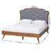 Baxton Studio Aithan Platform Bed - Mid-Century Modern Bed with Upholstered Headboard and Button Tufted Design, Queen - BSOMG9773/9704-Queen