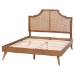 Baxton Studio Rodolfo Platform Bed - Mid-Century Modern Bed with Woven Rattan Headboard, Queen - BSOMG9774/9704-Queen