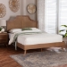 Baxton Studio Rodolfo Platform Bed - Mid-Century Modern Bed with Woven Rattan Headboard, Queen - BSOMG9774/9704-Queen