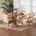 bali & pari Liam 5-Piece Natural Rattan Dining Set - Handwoven Wicker Dining Furniture with Cushioned Seats, Boho Coastal Kitchen or Dining Room Set - BSOLiam-Light Honey Rattan-5PC Dining Set