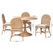 bali & pari Linda 5-Piece Natural Rattan Dining Set - Handwoven Wicker Dining Furniture with Cushioned Seats, Boho Coastal Kitchen or Dining Room Set - BSOLinda-Light Honey Rattan-5PC Dining Set