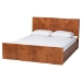bali & pari Fuentes Real Burl Wood Bed Frame - Modern Low-Profile Platform Bed with Accent Footboard, Mid-Century Inspired Bedroom Furntiture, Queen