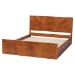 bali & pari Fuentes Real Burl Wood Bed Frame - Modern Low-Profile Platform Bed with Accent Footboard, Mid-Century Inspired Bedroom Furniture, Queen - BSOSW8651-Light Cherry/Mappa Burl Veneer-Queen