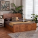 bali & pari Fuentes Real Burl Wood Bed Frame - Modern Low-Profile Platform Bed with Accent Footboard, Mid-Century Inspired Bedroom Furniture, Queen - BSOSW8651-Light Cherry/Mappa Burl Veneer-Queen