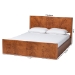 bali & pari Fuentes Real Burl Wood Bed Frame - Modern Low-Profile Platform Bed with Accent Footboard, Mid-Century Inspired Bedroom Furniture, Queen - BSOSW8651-Light Cherry/Mappa Burl Veneer-Queen