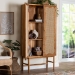 bali & pari Augusto Teak Wood Cabinet - 2-Door Storage Organizer with Woven Rattan, Modern Tropical Accent for Living Room or Bedroom - BSOAugusto-Wood/Webbing-Cabinet-KD-Box