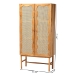 bali & pari Augusto Teak Wood Cabinet - 2-Door Storage Organizer with Woven Rattan, Modern Tropical Accent for Living Room or Bedroom - BSOAugusto-Wood/Webbing-Cabinet-KD-Box