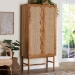 bali & pari Augusto Teak Wood Cabinet - 2-Door Storage Organizer with Woven Rattan, Modern Tropical Accent for Living Room or Bedroom - BSOAugusto-Wood/Webbing-Cabinet-KD-Box