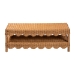 bali & pari Oteria Natural Rattan Coffee Table - Handwoven Wicker Cocktail Table with Scalloped Detailing and Open Shelf, Coastal Boho Living Room Accent - BSOPalm Short-Light Honey Rattan-CT