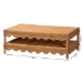 bali & pari Oteria Natural Rattan Coffee Table - Handwoven Wicker Cocktail Table with Scalloped Detailing and Open Shelf, Coastal Boho Living Room Accent - BSOPalm Short-Light Honey Rattan-CT