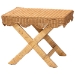bali & pari Modesta Natural Rattan Accent Bench - Handwoven Wicker Seating with Scalloped Apron and X-Frame Base, Coastal Boho Entryway or Bedroom Seating