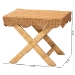 bali & pari Modesta Natural Rattan Accent Bench - Handwoven Wicker Seating with Scalloped Apron and X-Frame Base, Coastal Boho Entryway or Bedroom Seating - BSODC9050 Mod-Natural Rattan-Bench