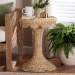 bali & pari Natala Rattan End Table - Handwoven Wicker Tulip Accent Table, Scalloped Edge Side Table for Living Room - BSODC1106 Nat-Light Honey Rattan-End Table