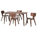 Baxton Studio Billie Wood 5-Piece Dining Set - Bentwood Frame Table with Matching Chairs, Mid-Century Style Set for Dining Room or Kitchen