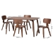 Baxton Studio Billie Wood 5-Piece Dining Set - Bentwood Frame Table with Matching Chairs, Mid-Century Style Set for Dining Room or Kitchen - BSOBillie-Walnut-5PC Dining Set
