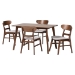 Baxton Studio Fremont Wood 5-Piece Dining Set - Mid-Century Modern Table with Matching Chairs for Dining Room or Kitchen