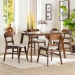 Baxton Studio Fremont Wood 5-Piece Dining Set - Mid-Century Modern Table with Matching Chairs for Dining Room or Kitchen - BSOEverwood/Fiesta-Taupe/Walnut-5PC Dining Set