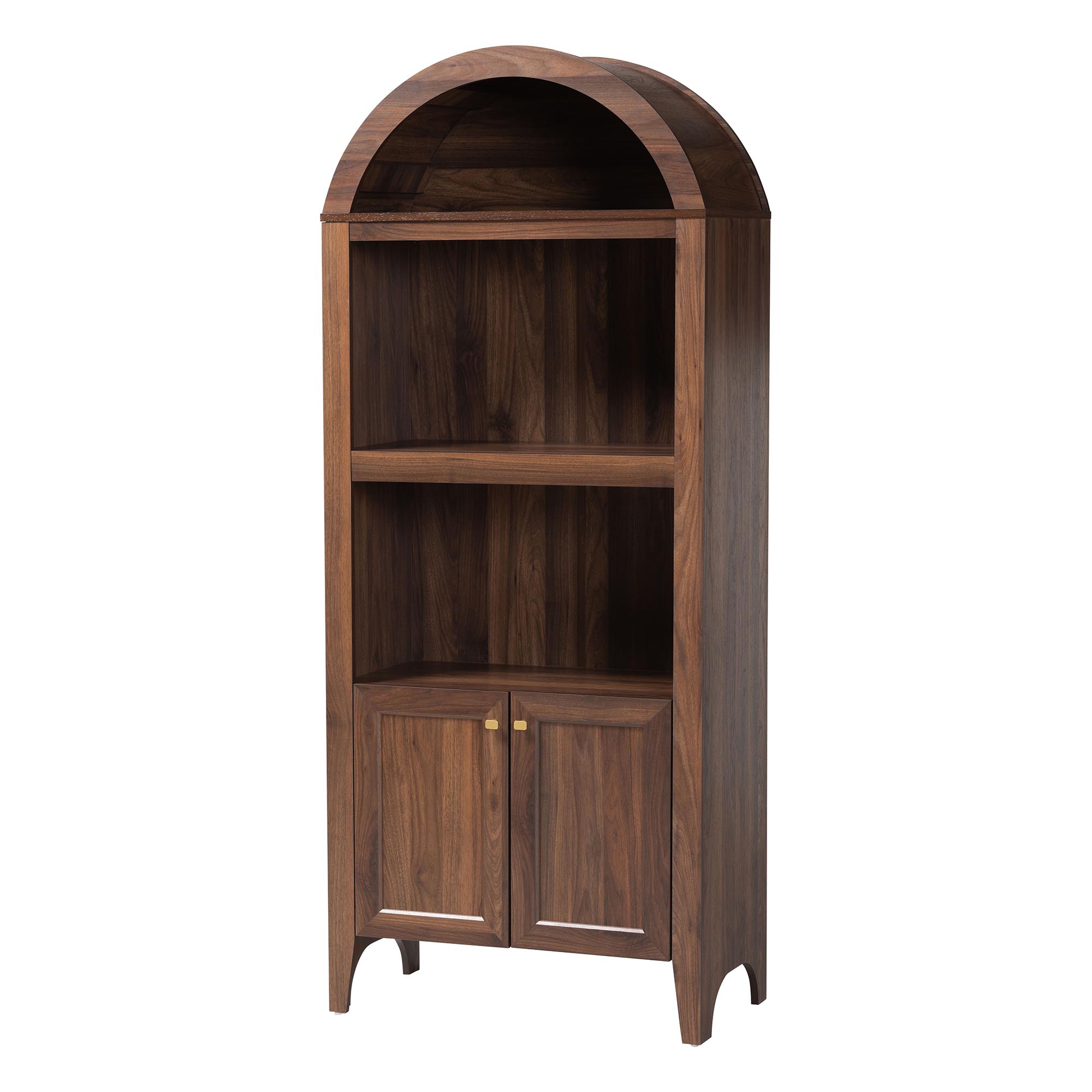 Baxton Studio Hayes Wood Cabinet with Arch Top - Mid-Century Modern Display Piece with Soft-Close Doors for Living Room or Hallway