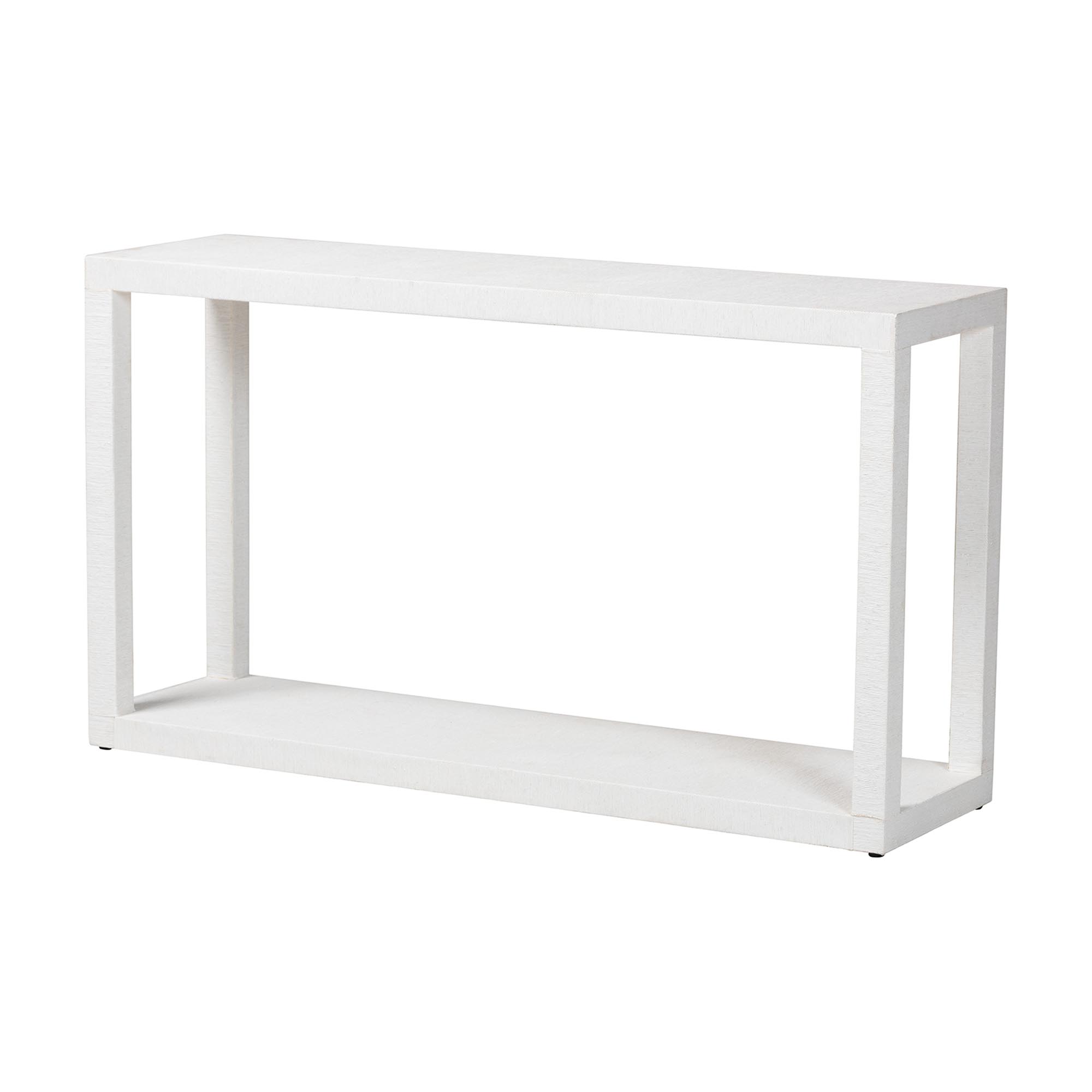 bali & pari Oaklynn Natural Grasscloth Console Table - Two-Tier Entryway Table with Open Frame, Modern Coastal Accent Table for Living Room or Hallway, White