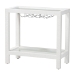 bali & pari Oaklynn Natural Grasscloth Wine Rack - Two-Tier Bar Table with Glass Shelves and Stemware Rack, Modern Coastal Console for Living Room or Dining Room, White
