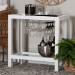 bali & pari Oaklynn Natural Grasscloth Wine Rack - Two-Tier Bar Table with Glass Shelves and Stemware Rack, Modern Coastal Console for Living Room or Dining Room, White - BSOFBS202A-S347 White/6mmRegGlass-Wine Rack