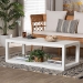 bali & pari Oaklynn Natural Grasscloth Coffee Table - Two-Tier Cocktail Table with Open Frame, Modern Coastal Centerpiece for Living Room or Lounge, White - BSOFBS203-S347 White-Coffee Table
