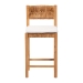 bali & pari Pava Woven Seagrass Counter Stool - Solid Mahogany Wood Stool with Textured Back, Coastal Boho Seating for Kitchen Island, Counter Height - BSOMD-39882-Honey Wooden-Cushion-CS