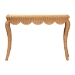 bali & pari Deborah Natural Rattan Console Table - Handwoven Wicker Accent Table with Cabriole Legs, Scalloped Coastal Cottage Household Complement - BSODebora-Light Honey Rattan-Console Table