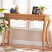 bali & pari Deborah Natural Rattan Console Table - Handwoven Wicker Accent Table with Cabriole Legs, Scalloped Coastal Cottage Household Complement - BSODebora-Light Honey Rattan-Console Table