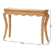bali & pari Deborah Natural Rattan Console Table - Handwoven Wicker Accent Table with Cabriole Legs, Scalloped Coastal Cottage Household Complement - BSODebora-Light Honey Rattan-Console Table