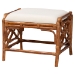 bali & pari Morley Marbled Tortoise Natural Rattan Ottoman - Handcrafted Accent Footstool with Decorative Frame, Coastal Tropical Style for Living Room