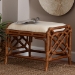 bali & pari Morley Marbled Tortoise Natural Rattan Ottoman - Handcrafted Accent Footstool with Decorative Frame, Coastal Tropical Style for Living Room - BSOWS192-Tortoise Cushion-Rattan-Stool