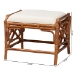 bali & pari Morley Marbled Tortoise Natural Rattan Ottoman - Handcrafted Accent Footstool with Decorative Frame, Coastal Tropical Style for Living Room - BSOWS192-Tortoise Cushion-Rattan-Stool
