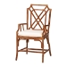 bali & pari Esmery Marbled Tortoise Natural Rattan Dining Chair - Handcrafted Wicker Armchair with Crisscross Back, Boho Coastal Seating for Dining Room or Kitchen