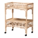 bali & pari Molina Natural Rattan Wine Cart - 2-Tier Beverage Trolley with Wheel and Bottle Holders, Tropical Coastal Style Furniture
