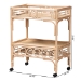 bali & pari Molina Natural Rattan Wine Cart - 2-Tier Beverage Trolley with Wheel and Bottle Holders, Tropical Coastal Style Furniture - BSOWS195-Natural-Rattan-Cart