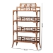 bali & pari Aleya Marbled Tortoise Natural Rattan Display Shelf - 4-Tier Handcrafted Wicker Etagere with Openwork Frame, Tropical Bookcase for Living Room or Entryway - BSOWS210-Tortoise Rattan-Shelf