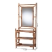 bali & pari Feyre Marbled Tortoise Natural Rattan Hall Tree - Handcrafted Wicker Entryway Organizer with Mirror, Shelving and Hooks, Tropical and Coastal Foyer Complement - BSOWS200-Tortoise Rattan-Hall Tree